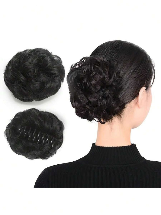 SHEIN وصلة كعكة شعر مجعد بلون أسود