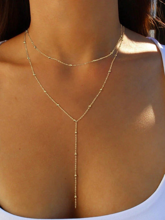 SHEIN قلادة طويلة ذهبية 18 قيراط