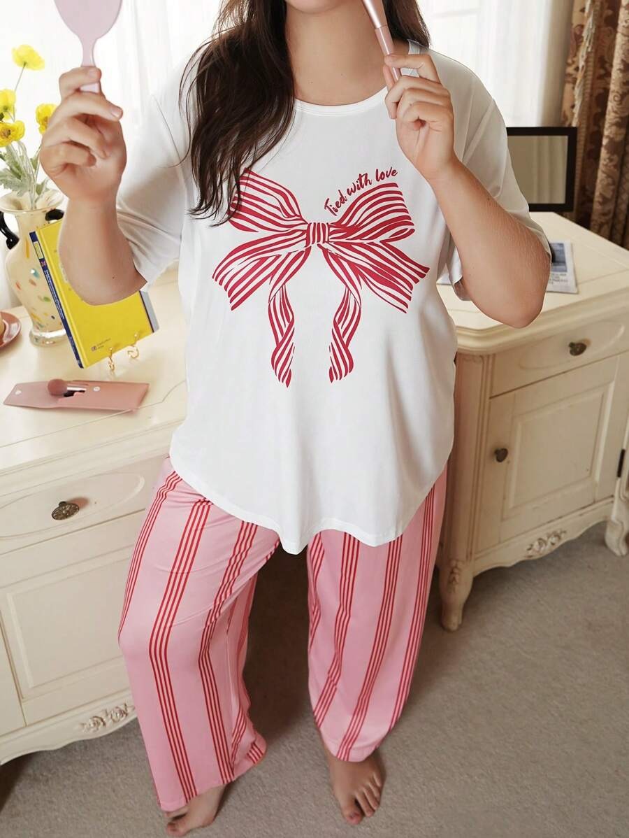 SHEIN SweetSlumber طقم بيجامة بناتي مريح وواسع