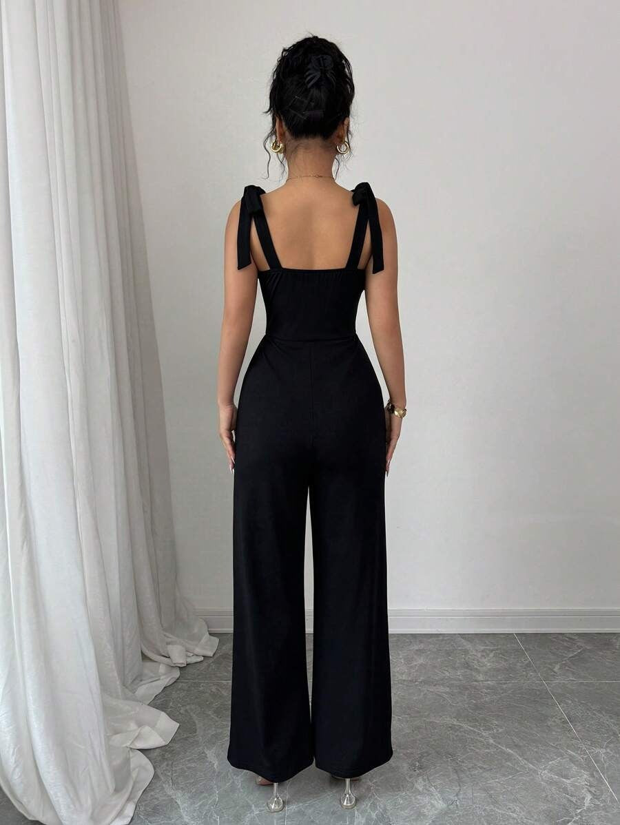 SHEIN Calvaya جمبسوت نسائي أنيق بلون أسود من