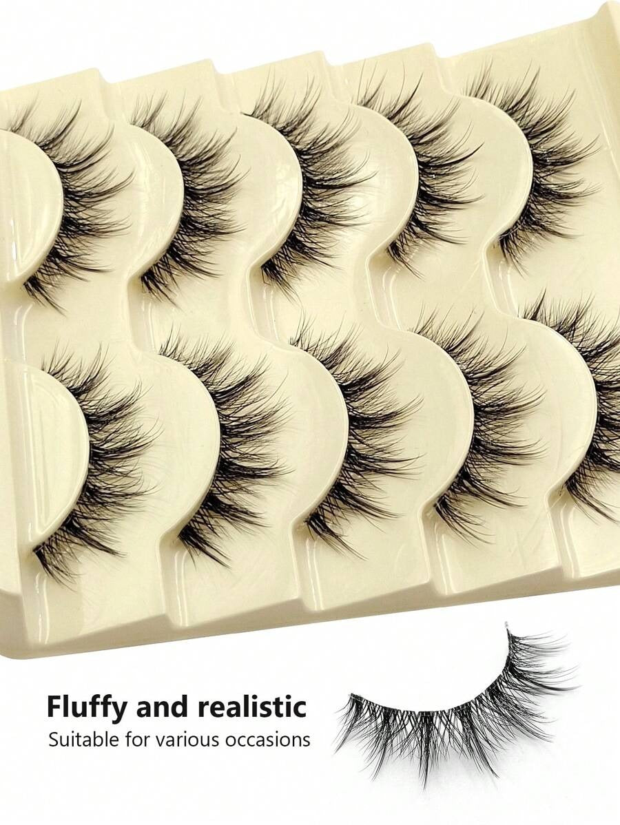 SHEIN Asiteo رموش 5 أزواج صناعية طبيعية على شكل دمية