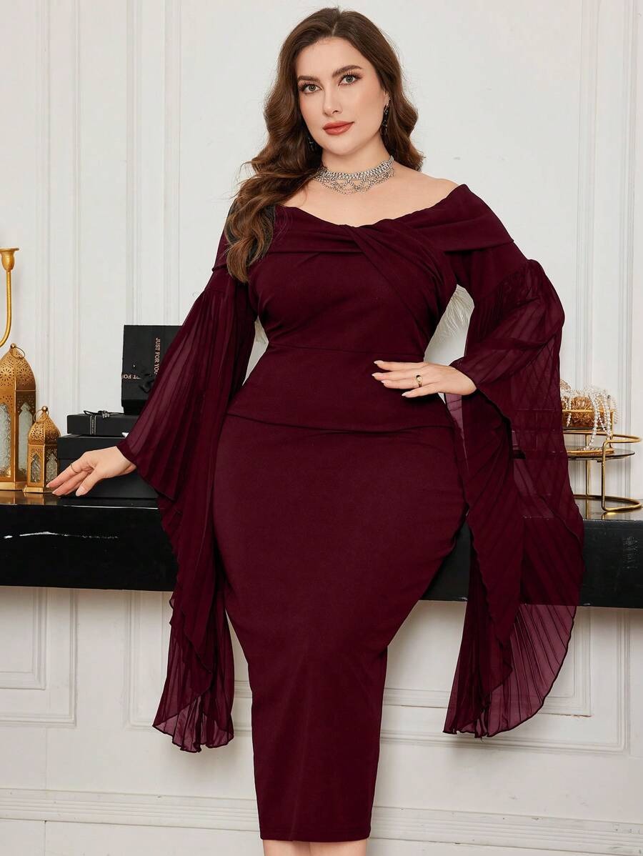 SHEIN فستان بوديكون بفتحة خلفية وكتف مكشوف
