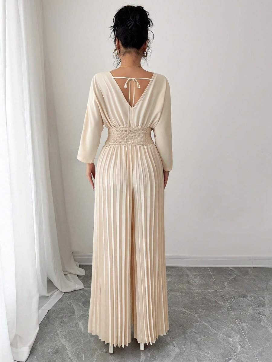 SHEIN Gloray جمبسوت طويل وأنيق بلون مشمشي
