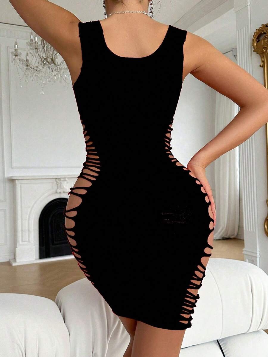 SHEIN قطعة داخلية سوداء قصيرة بشبك وجاكار شفاف