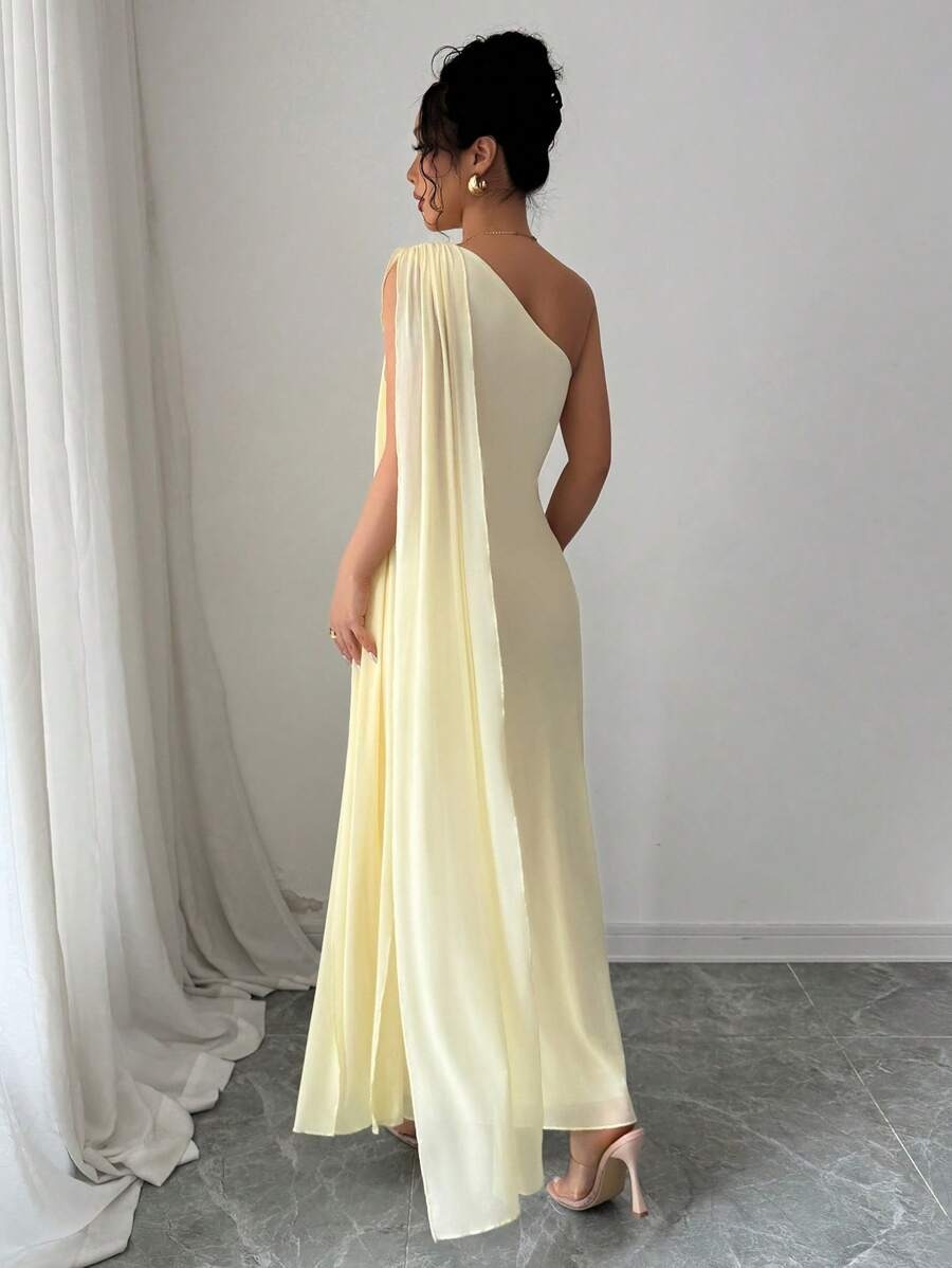 SHEIN Rafferiza فستان ضيق أصفر فاتح عصري