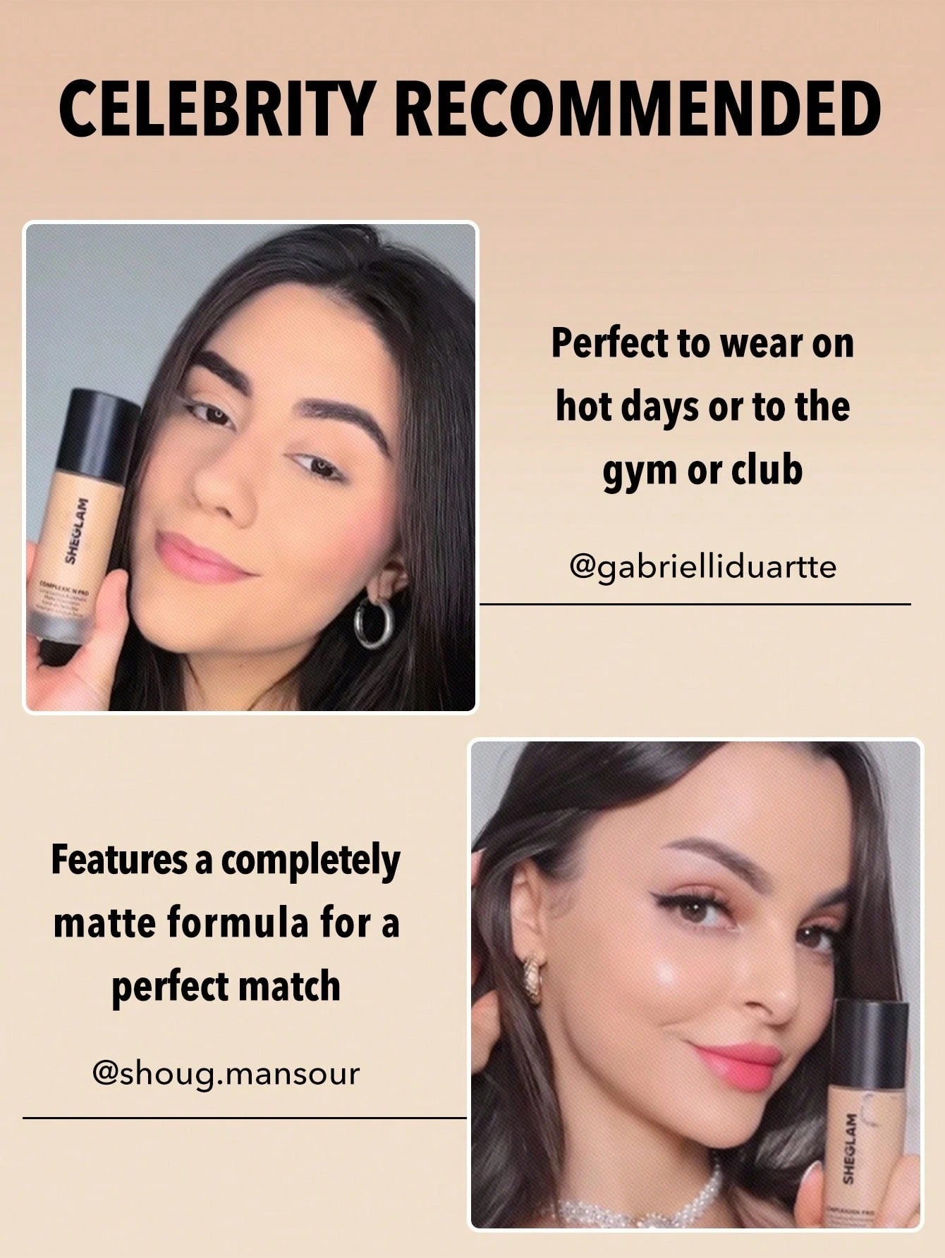 SHEGLAM كريم أساس سائل مطفي مقاوم للماء بتغطية كاملة