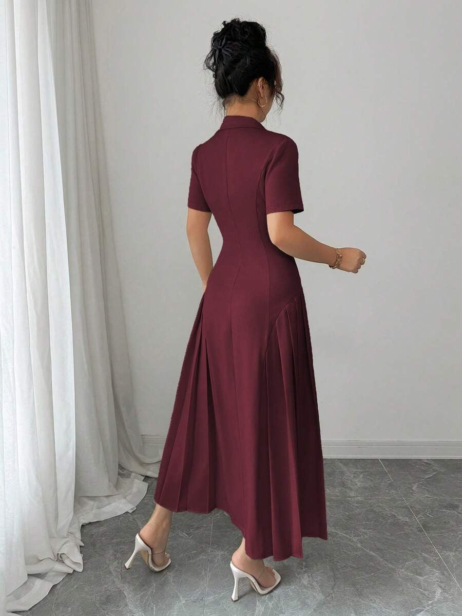 SHEIN Elenzga  فستان ناعم بلون كستنائي جذاب