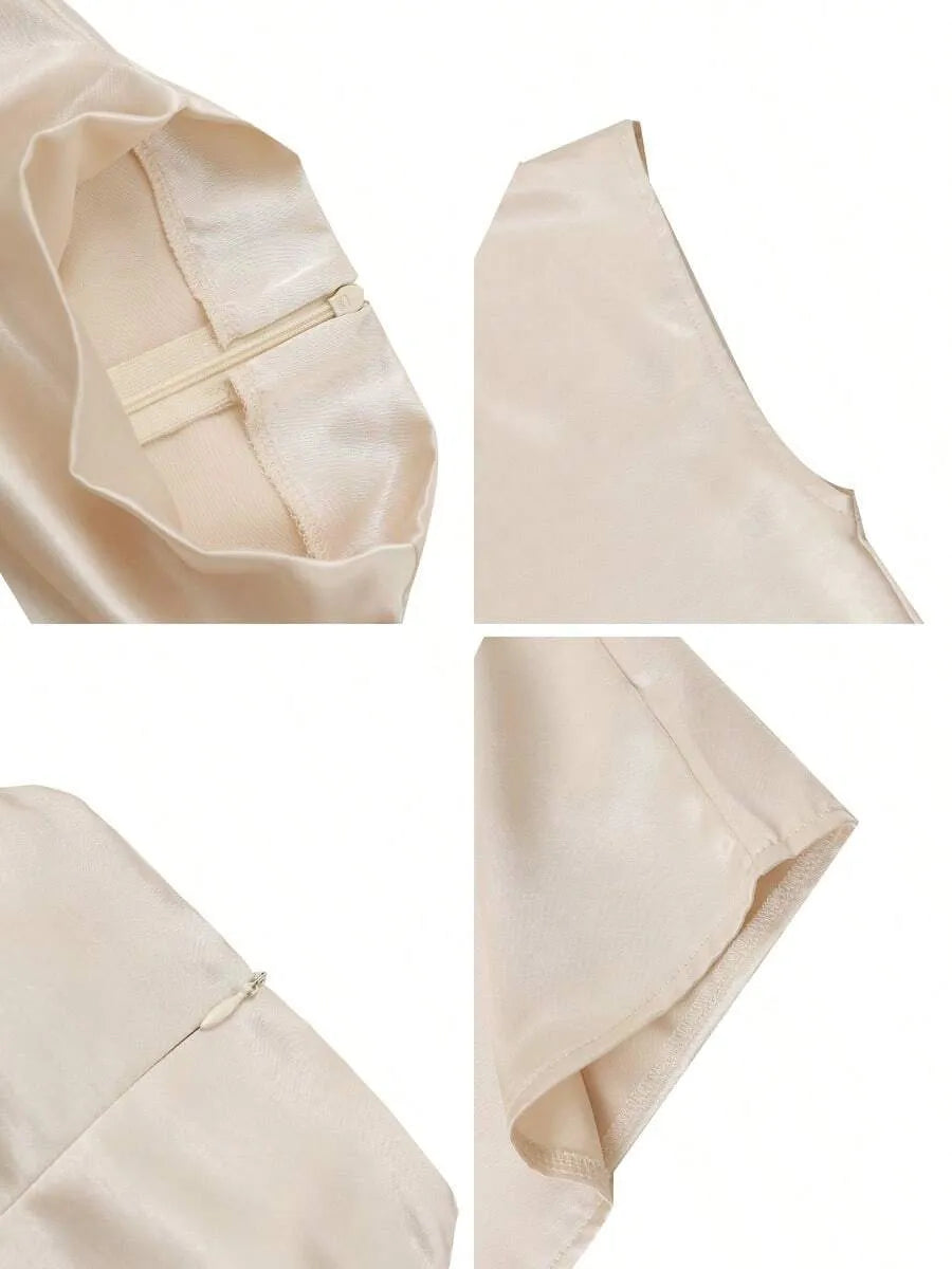 SHEIN بلوزة ساتان أنيقة للنساء للصيف