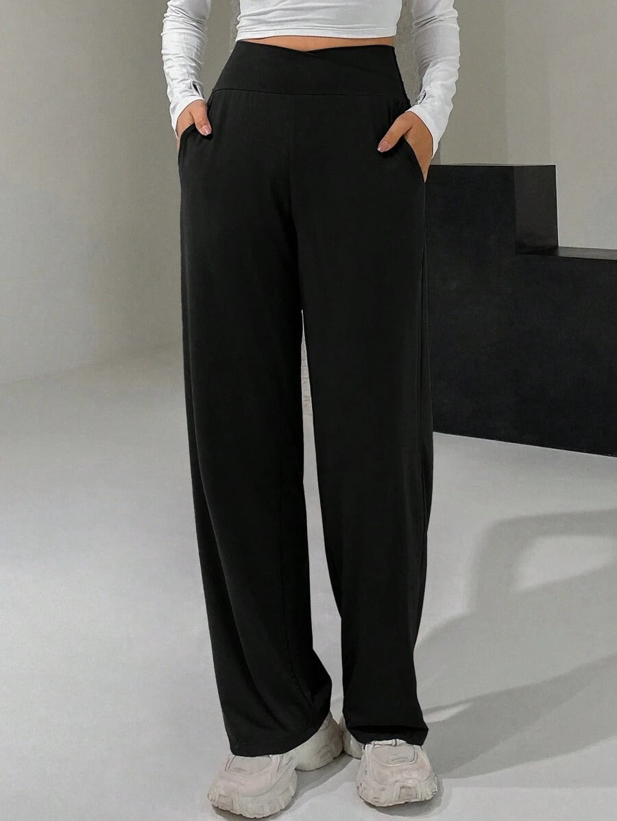SHEIN qualityDAZY بنطلون بخصر عالي متقاطع
