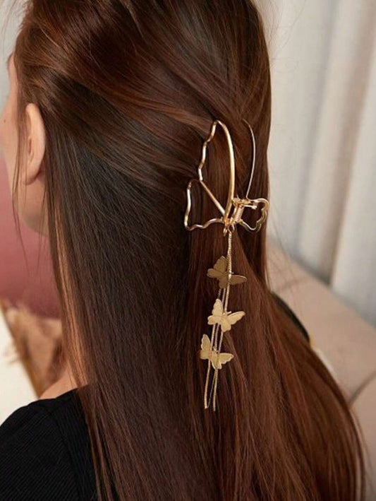 SHEIN مشبك شعر فراشة كبيرة بسلسلة وشرابة
