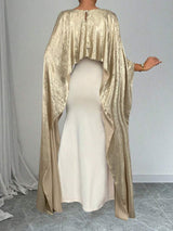 SHEIN Rafferiza فستان سهرة ذهبي ساتان مع شال