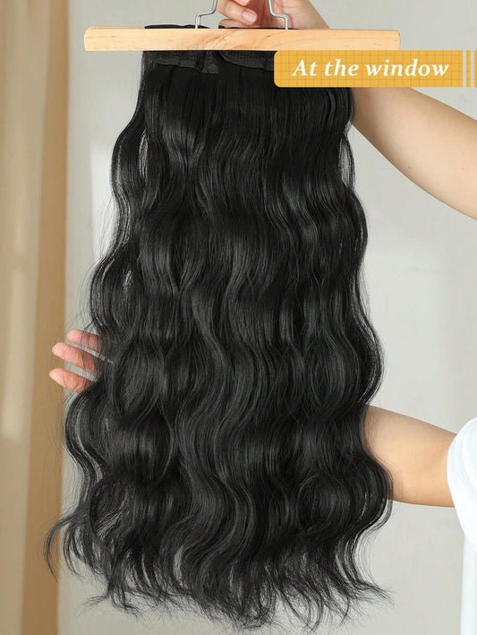 SHEIN مجموعة 3 قطع وصلات شعر بمشبك بلون أسود