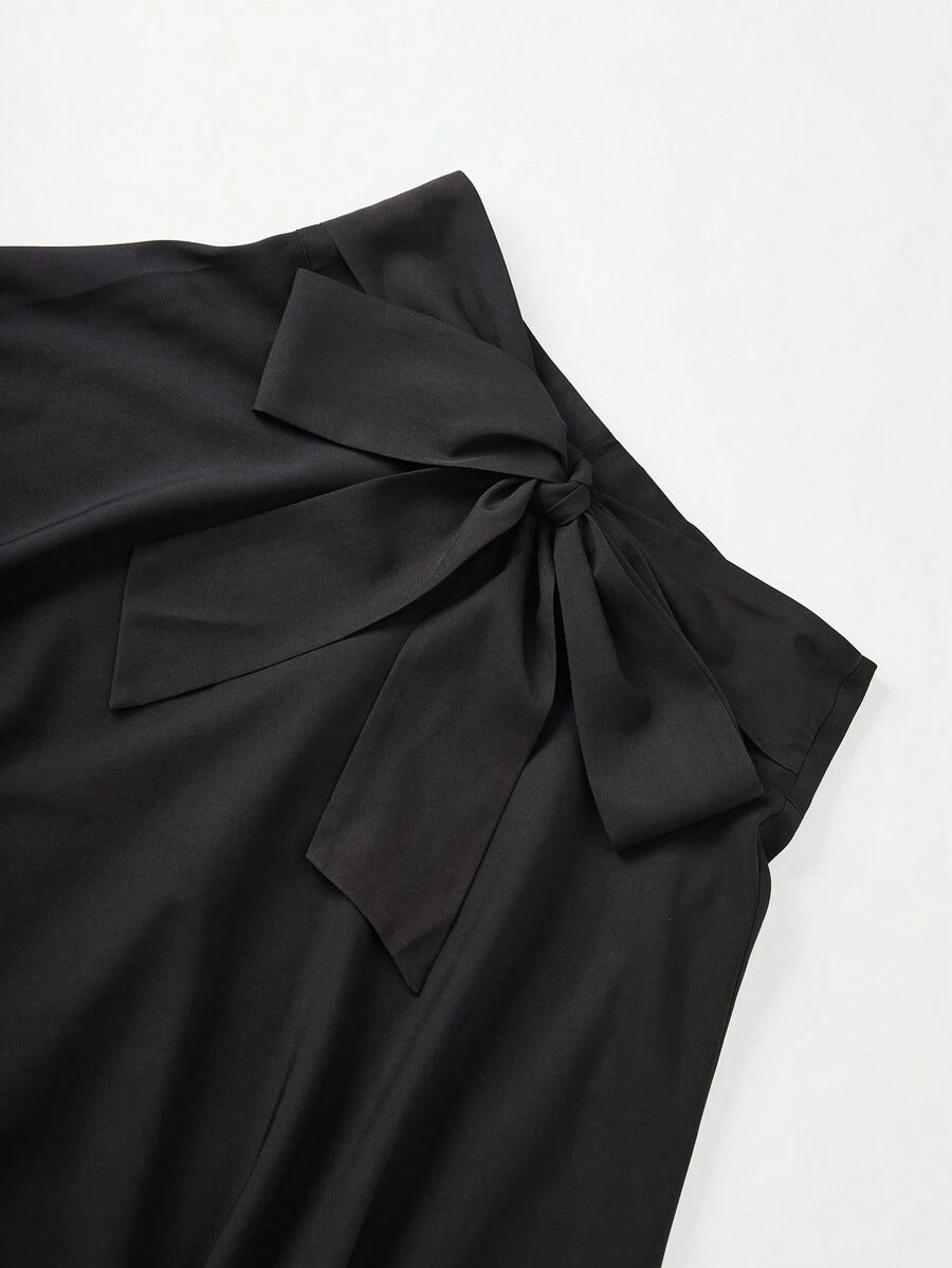 SHEIN Glissea تنورة بربطة فراشة جانبية