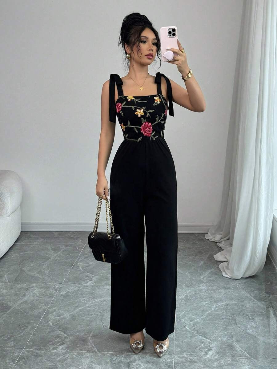 SHEIN Calvaya جمبسوت نسائي أنيق بلون أسود من