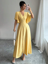 SHEIN فستان كاجوال أنيق باللون الأصفر