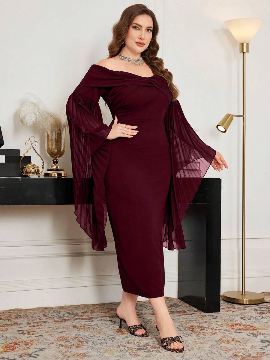 SHEIN فستان بوديكون بفتحة خلفية وكتف مكشوف