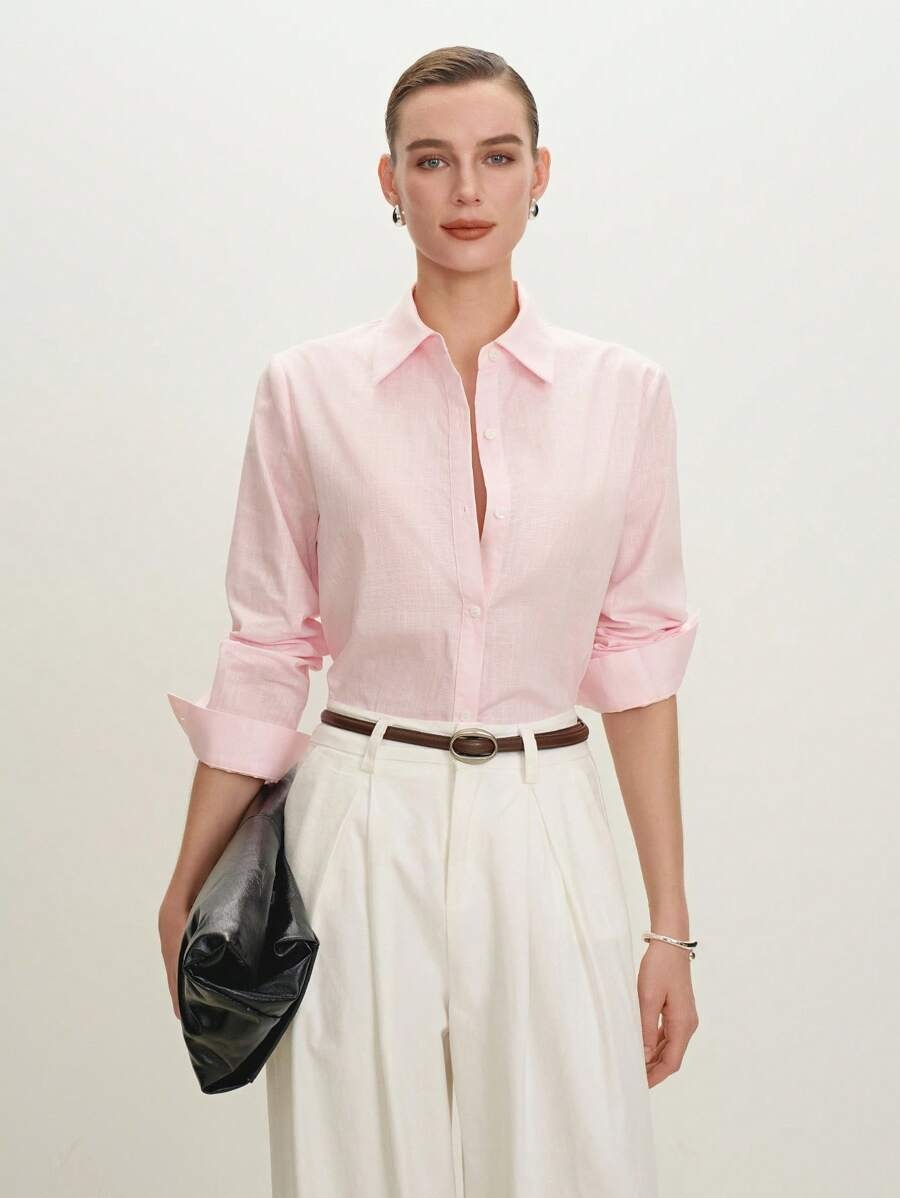 SHEIN BizChic  قميص صيفي أنيق بلون وردي