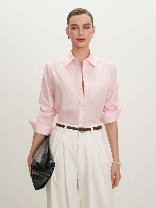 SHEIN BizChic  قميص صيفي أنيق بلون وردي