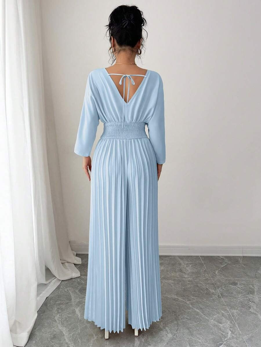 SHEIN Gloray جمبسوت طويل وأنيق بلون ازرق