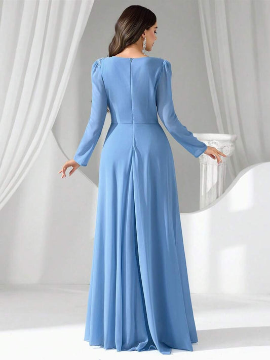 SHEIN Coutiva فستان سهرة أزرق فاتح ماكسي