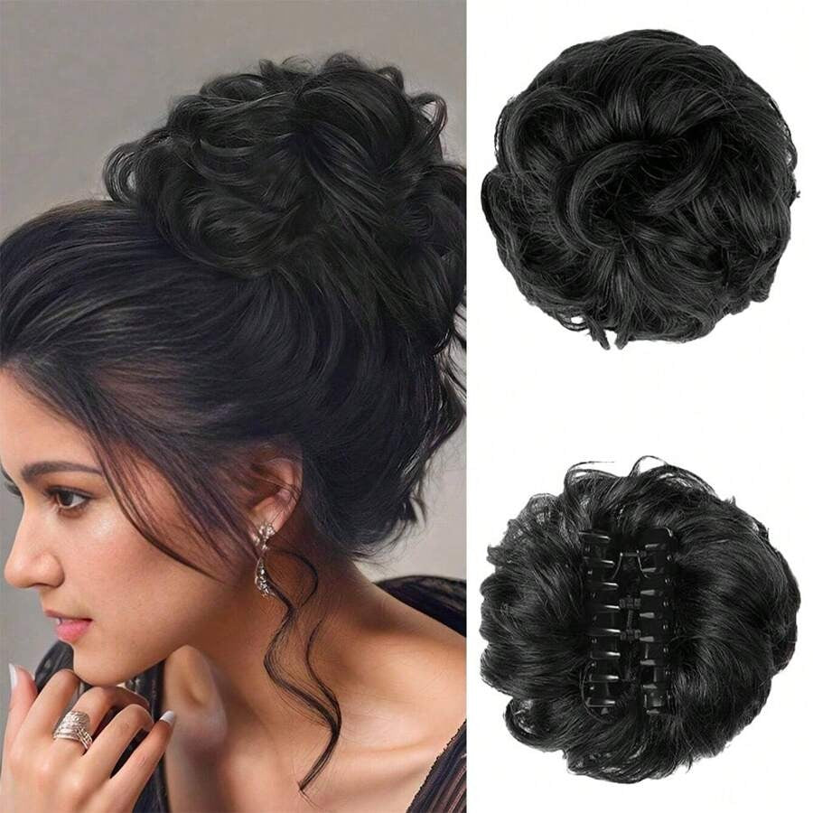SHEIN وصلة كعكة شعر مجعد بلون أسود