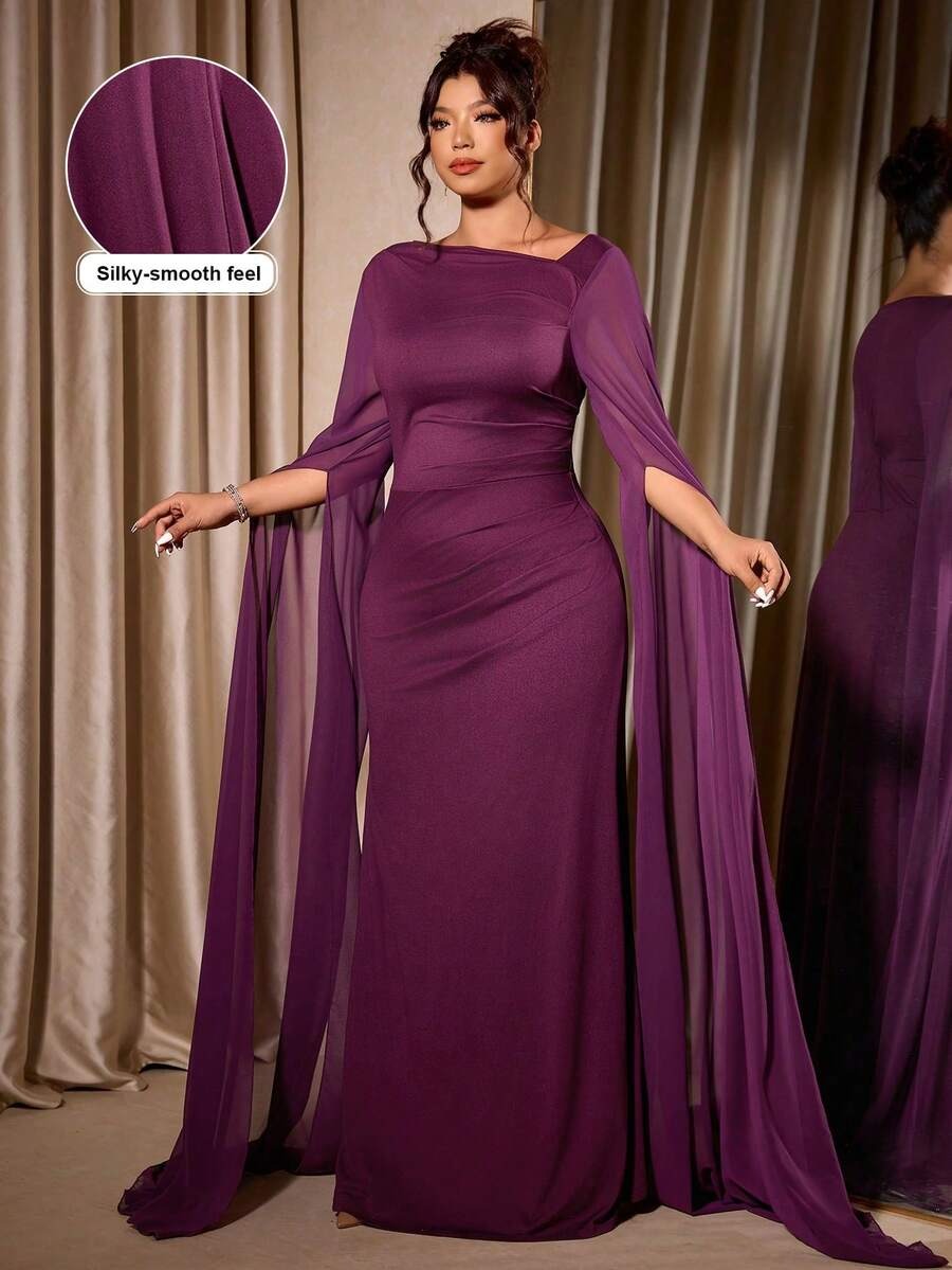 SHEIN Elenzga فستان ماكسي أنيق بلون أحمر بنفسجي