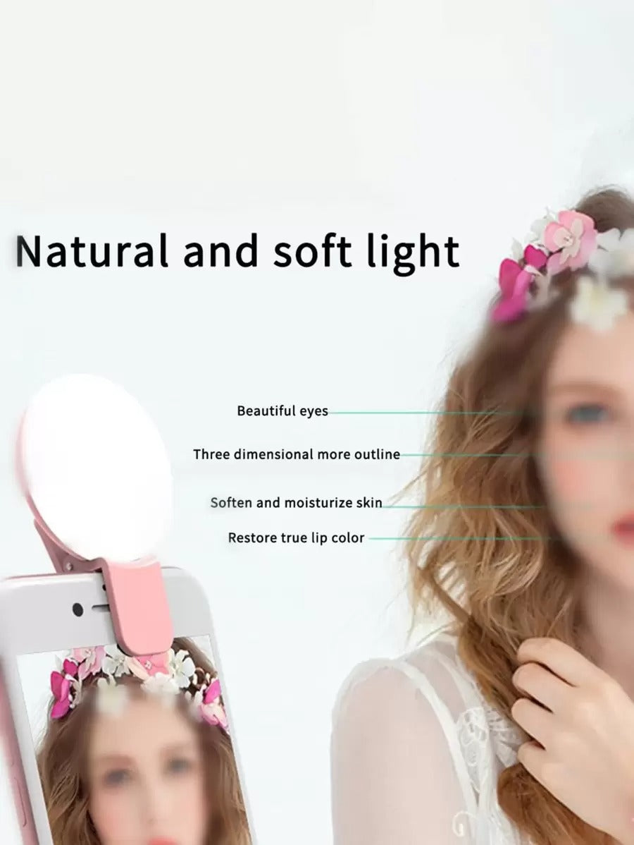 SHEIN حلقة إضاءة سيلفي LED محمولة بلون وردي