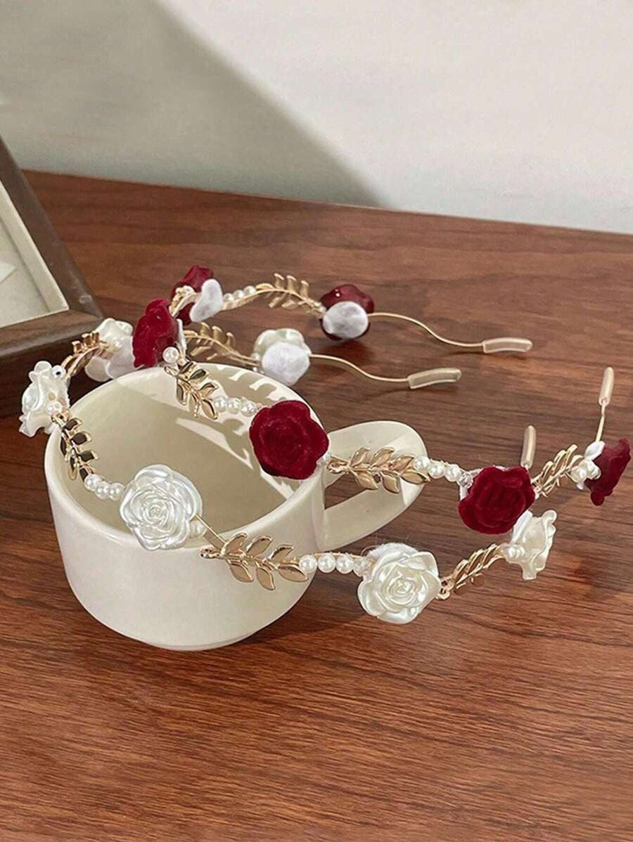 SHEIN طقم شريطين شعر بخرز لامع