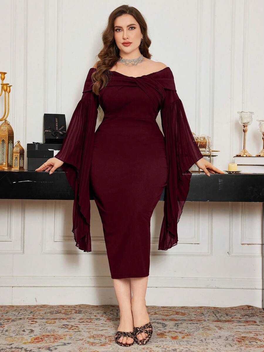 SHEIN فستان بوديكون بفتحة خلفية وكتف مكشوف