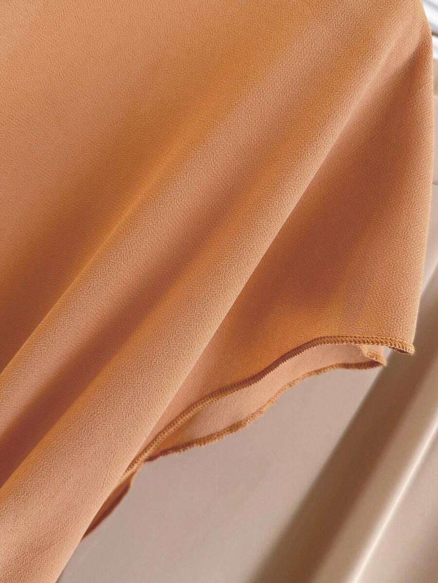 SHEIN Franclia طقم كاجوال خفيف من قطعتين بلوزة وبنطلون بلون برتقالي