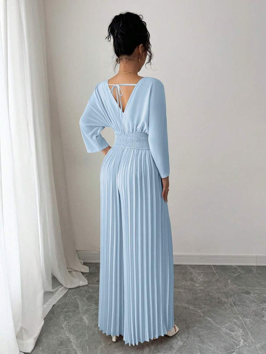 SHEIN Gloray جمبسوت طويل وأنيق بلون ازرق