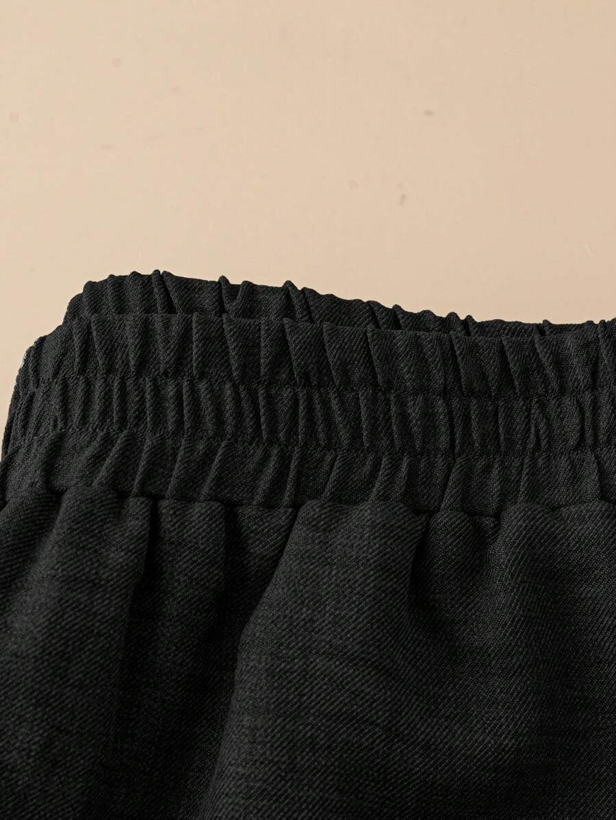 SHEIN  Rusticease بنطلون بخصر مطاطي صيفي ناعم ومريح