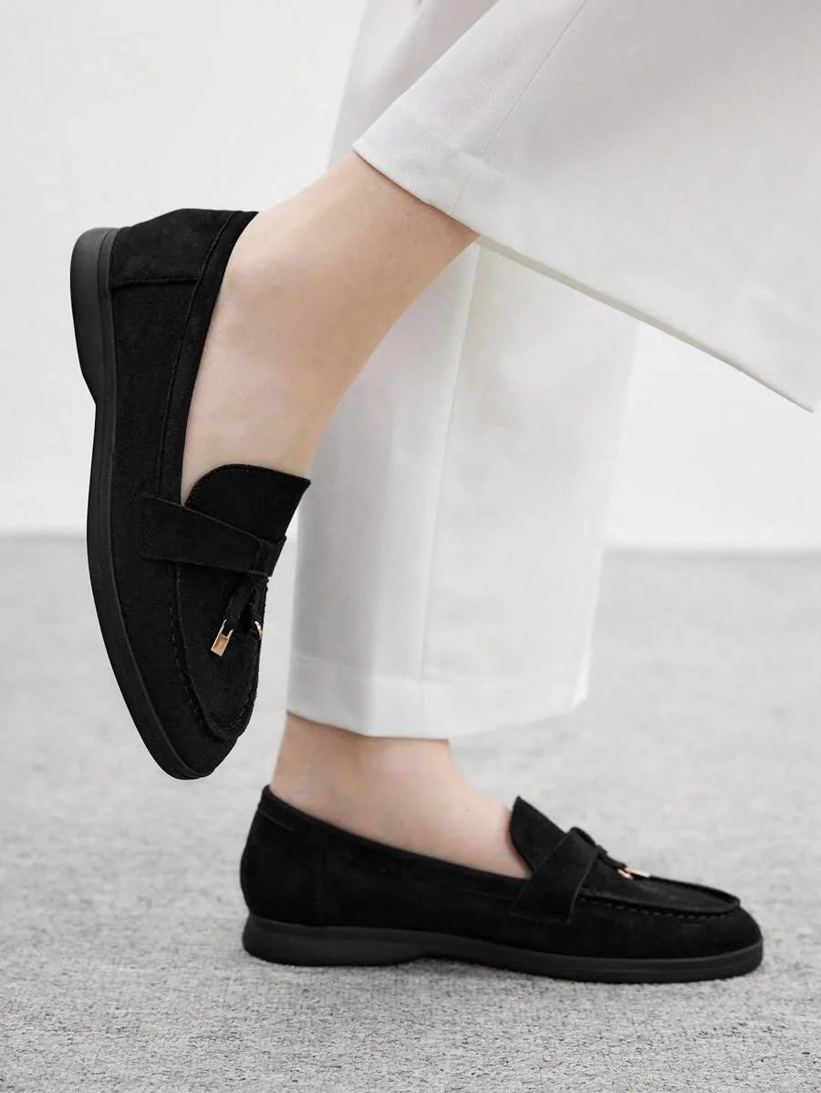 SHEIN CUCCOO BIZCHIC أحذية مسطحة نسائية مريحة سوداء