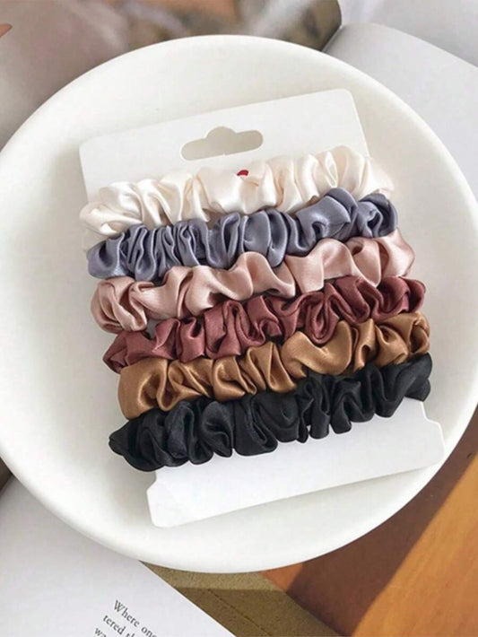 SHEIN أربطة شعر حريرية ساتان بألوان متنوعة