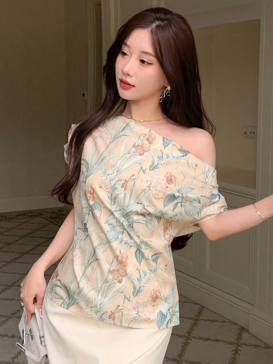 SHEIN Joudiya قميص بطبعة زهور مبهجة