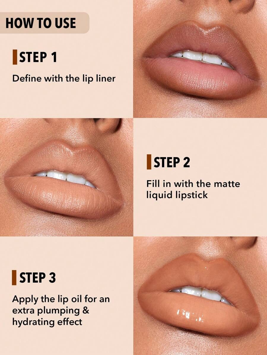 SHEGLAM  Pouty Nude مجموعة مكياج شفاه كاملة بتصميم 3 في 1
