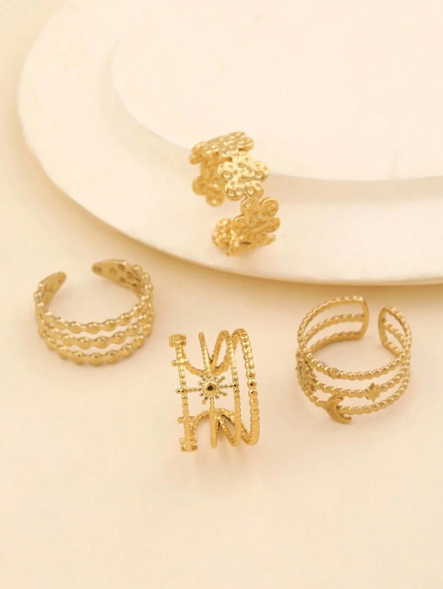SHEIN طقم 4 خواتم بتصميم النجمة والقمر