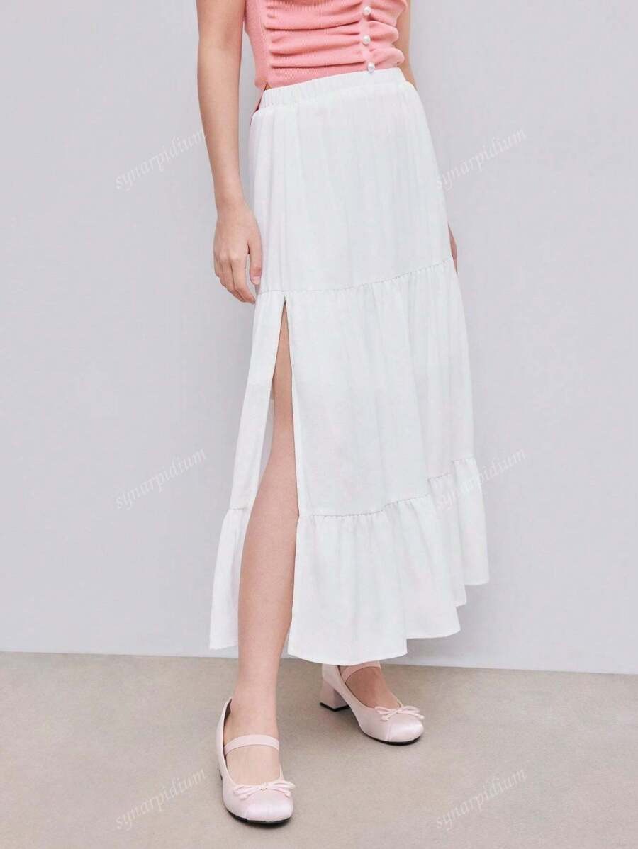 SHEIN A-Line تنورة متوسطة الطول بقصة