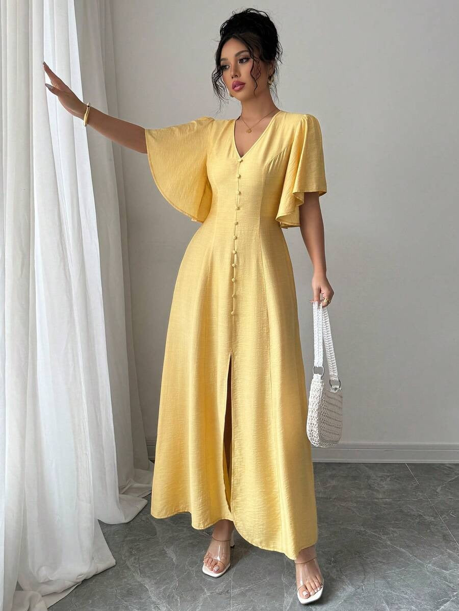 SHEIN فستان كاجوال أنيق باللون الأصفر
