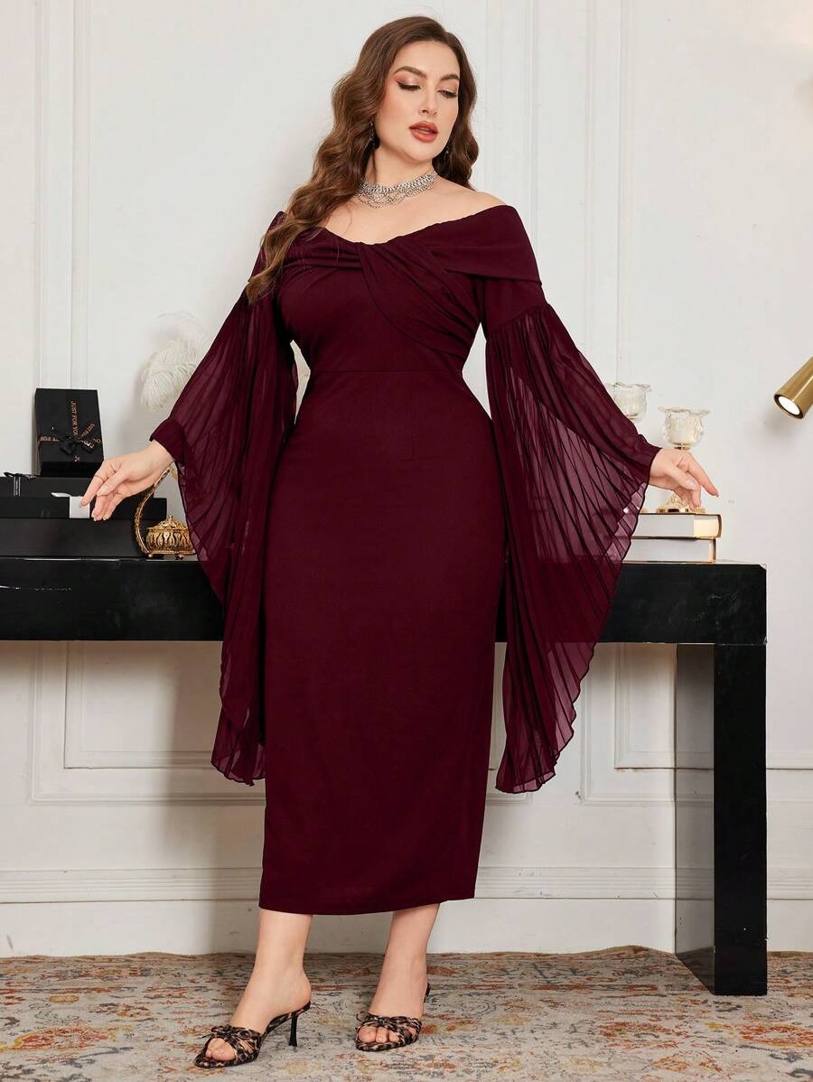 SHEIN فستان بوديكون بفتحة خلفية وكتف مكشوف