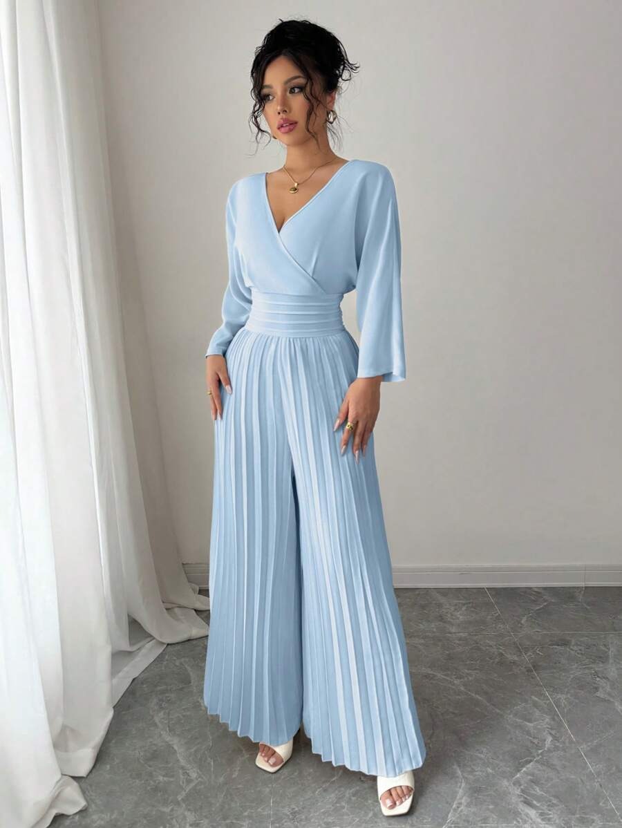 SHEIN Gloray جمبسوت طويل وأنيق بلون ازرق