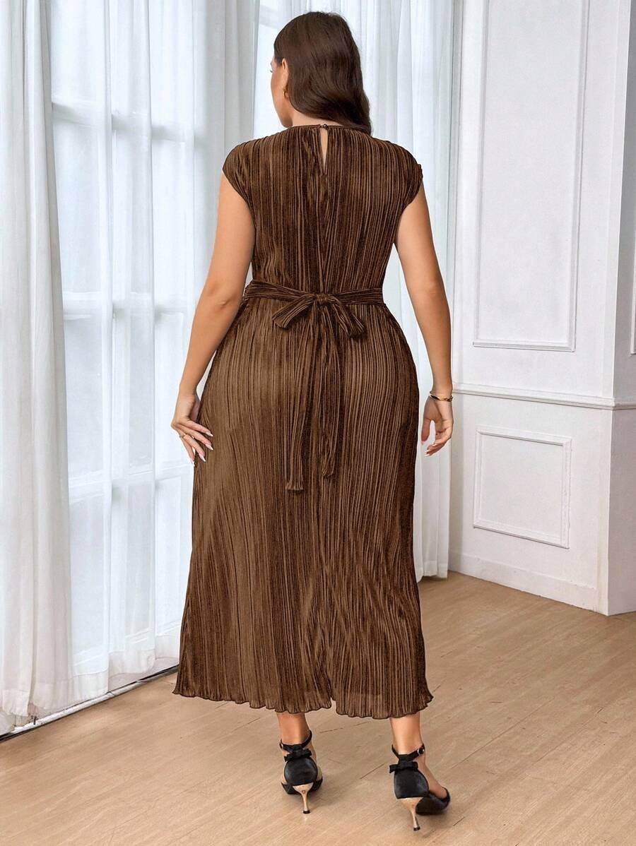 SHEIN Frenchy فستان أنيق طويل بلون بني