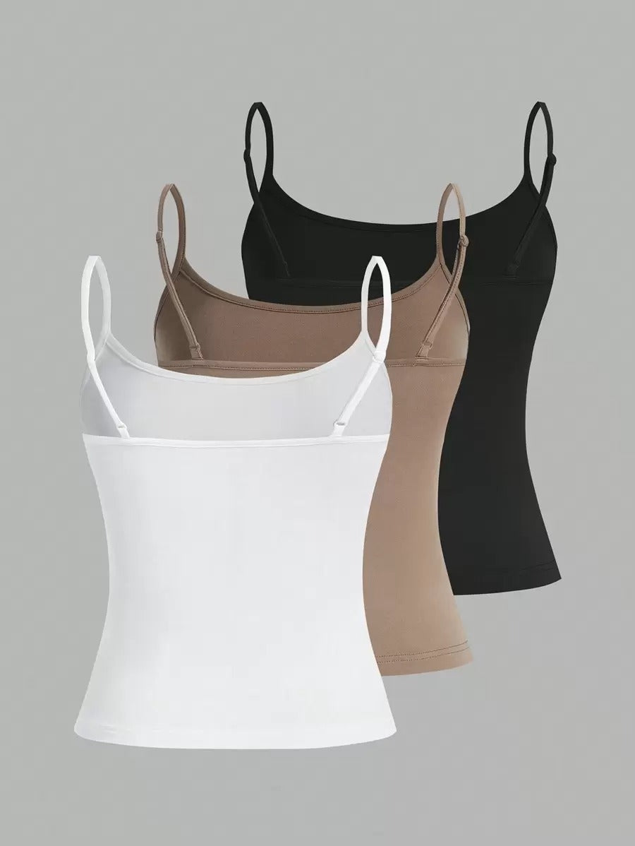 SHEIN EZwear  طقم كامي مكون من 3 قطع بحمالات