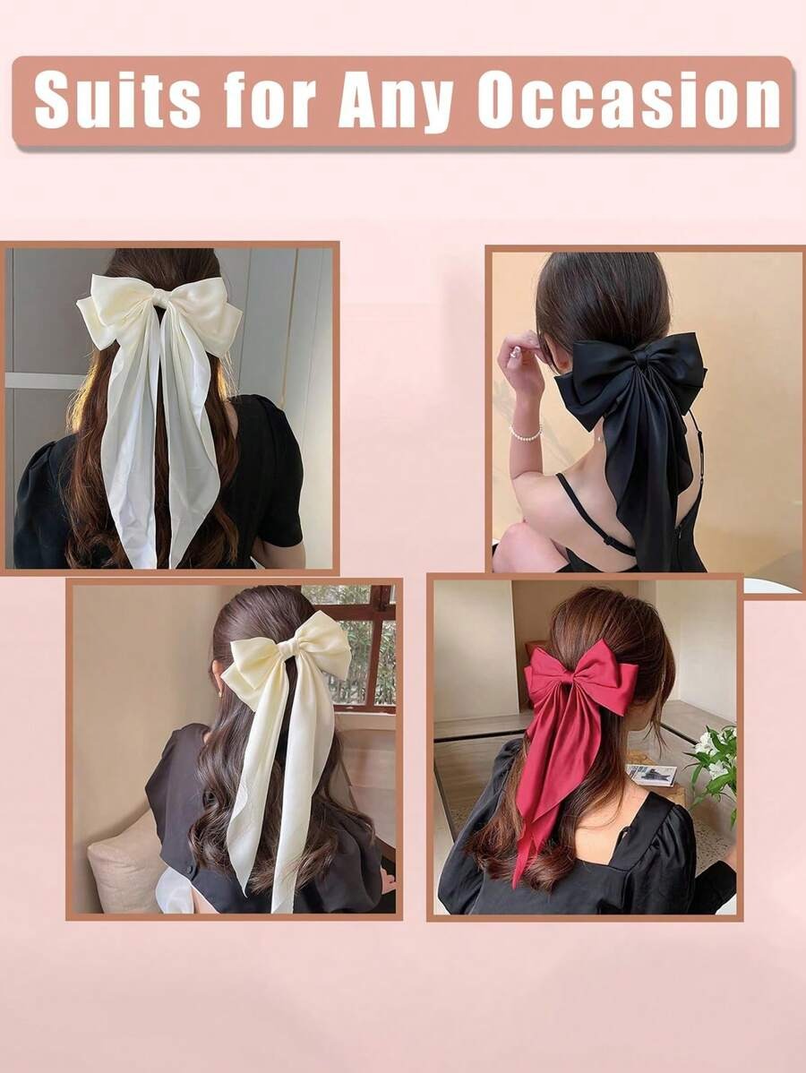 SHEIN مشابك شعر فيونكة سوداء وبيضاء ووردية