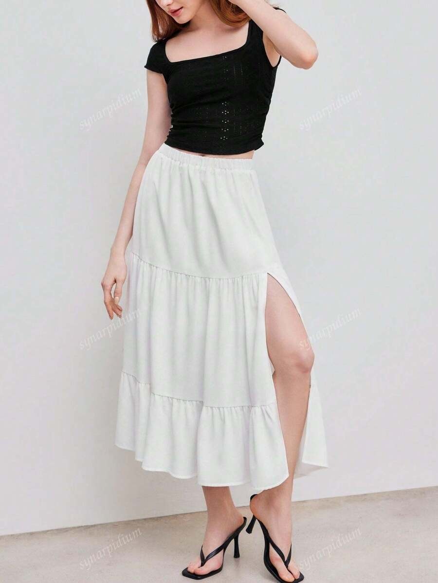 SHEIN A-Line تنورة متوسطة الطول بقصة
