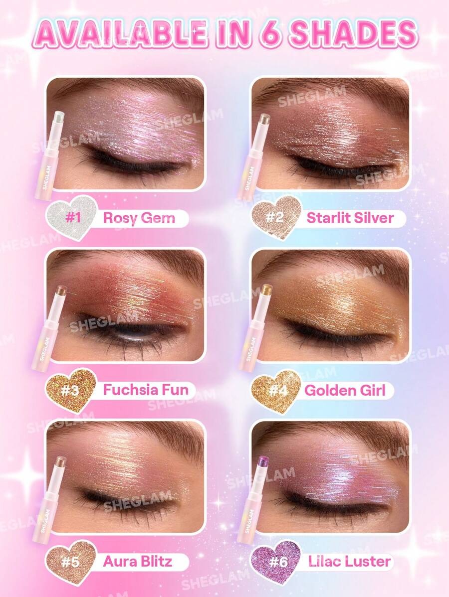 SHEGLAM Fuchsia عصا ظلال العيون الكريستالية