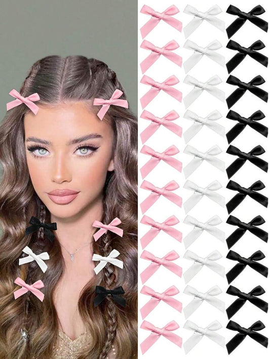 SHEIN مجموعة مشابك شعر حريرية بشكل فراشات و فيونكات