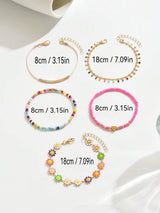 SHEIN طقم 5 أساور زهور الأقحوان خرز وزيتية