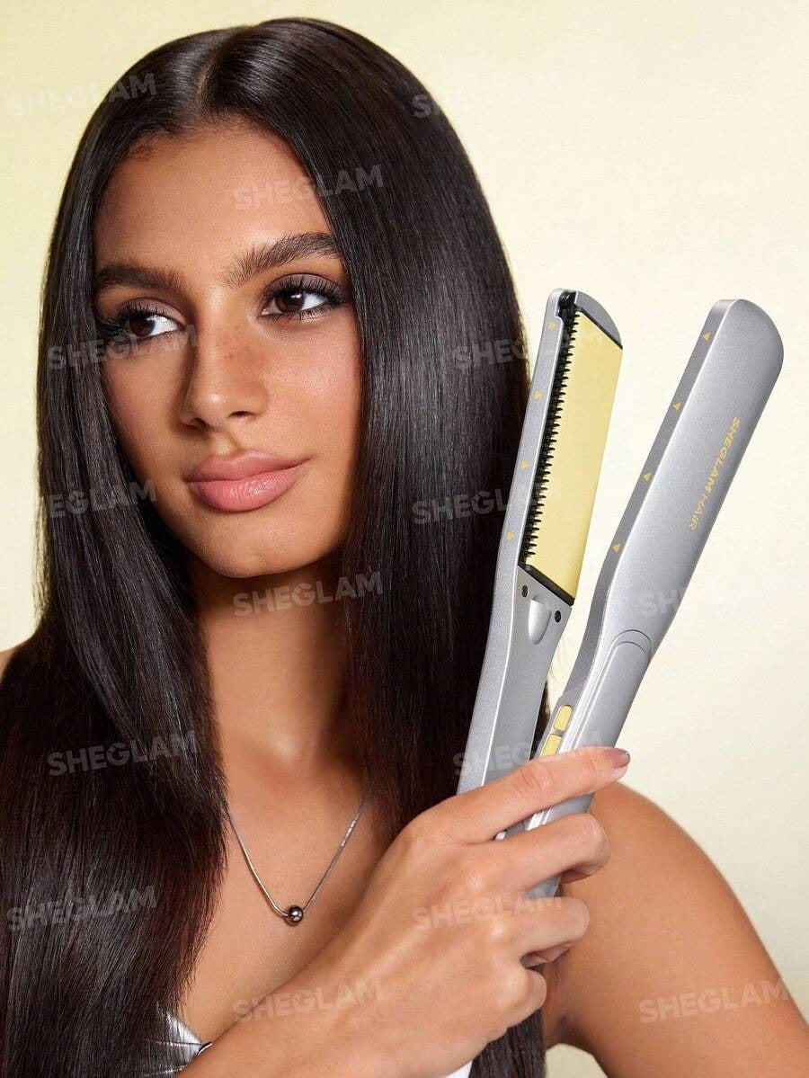 SHEGLAM مكواة شعر عريضة مثالية لفرد الشعر بسرعة وفعالية