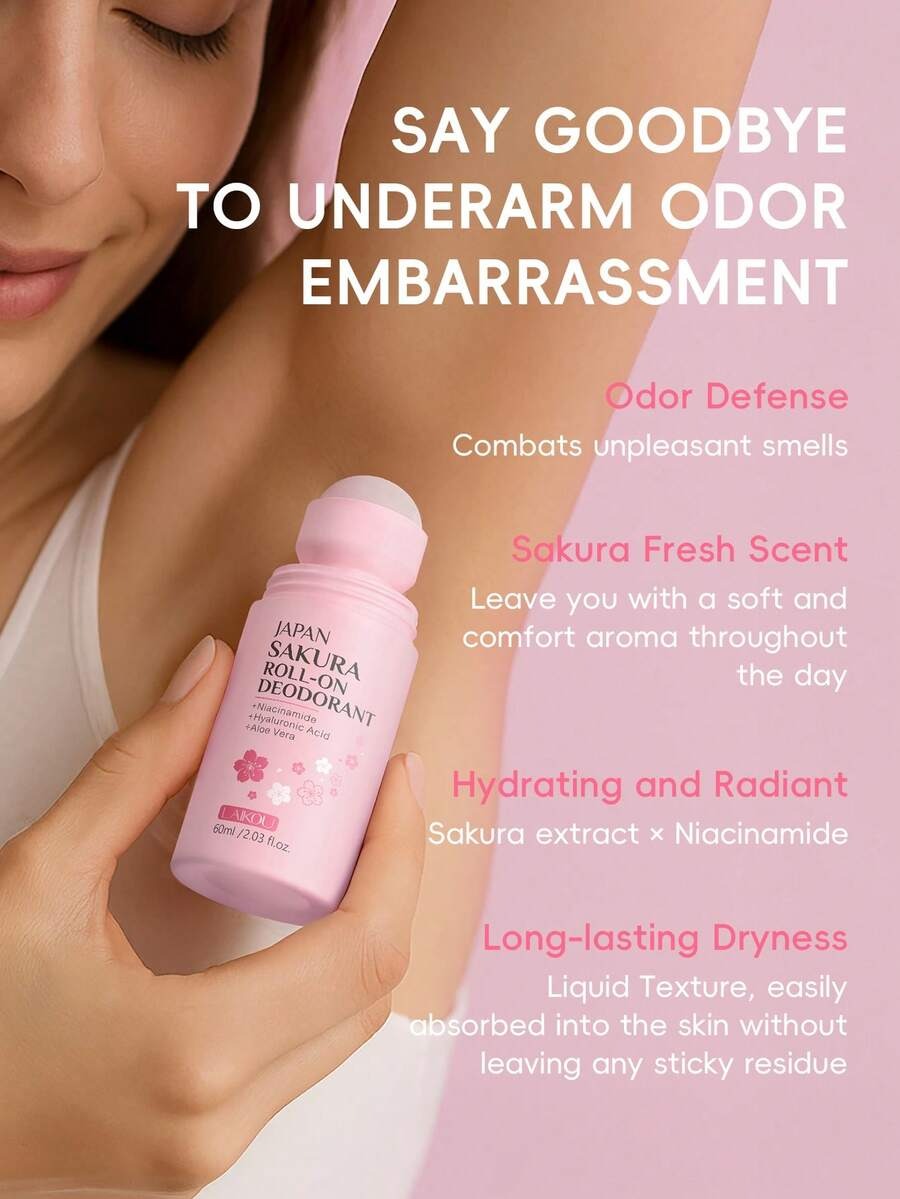 LAIKOU مجموعة لتفتيح وترطيب الجسم كريم الإبط + مزيل العرق بالكرز